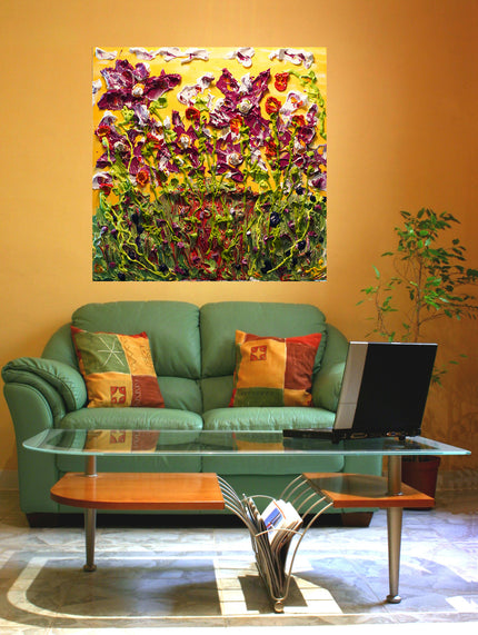 Original Painting – Dark Flowers on a Wall