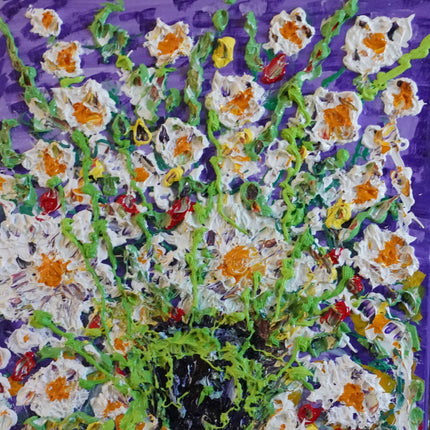 Original Painting – White Flowers on a Fence